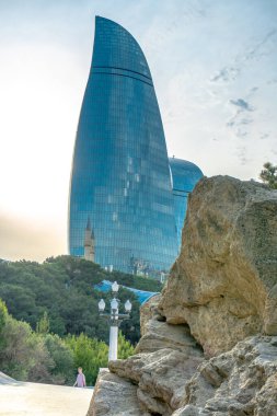Seyahat ve tatil konsepti. Bakü, Azerbaycan.