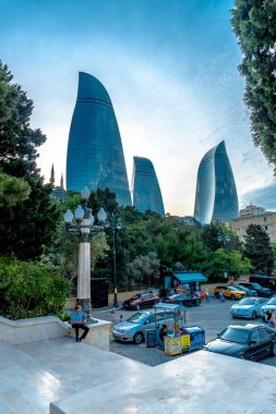 Seyahat ve tatil konsepti. Bakü, Azerbaycan.