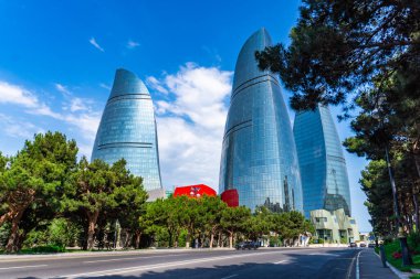 Seyahat ve tatil konsepti. Bakü, Azerbaycan.