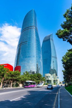 Seyahat ve tatil konsepti. Bakü, Azerbaycan.