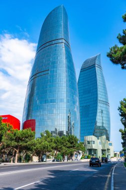 Seyahat ve tatil konsepti. Bakü, Azerbaycan.