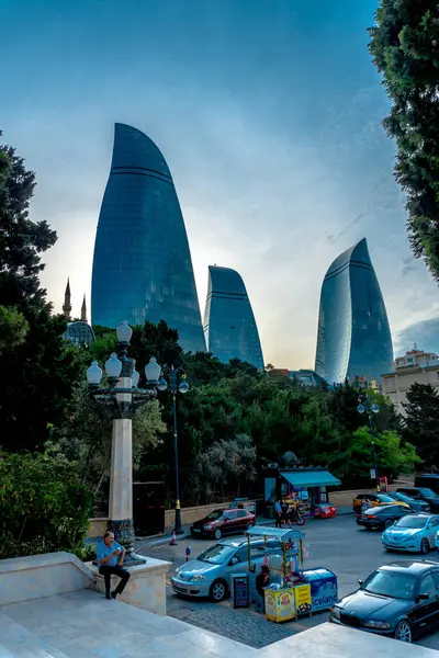 Seyahat ve tatil konsepti. Bakü, Azerbaycan.