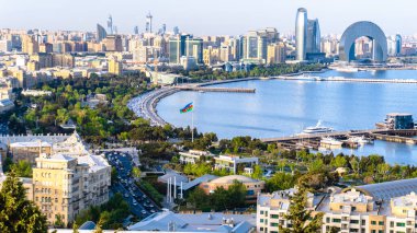 Seyahat ve tatil konsepti. Bakü, Azerbaycan.