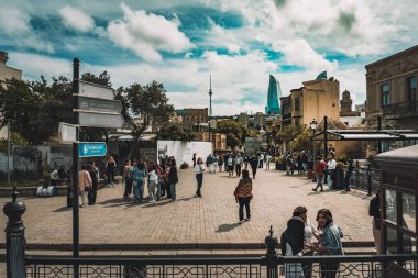 Bakü, Azerbaycan 'da şehir manzarası ele geçirildi.