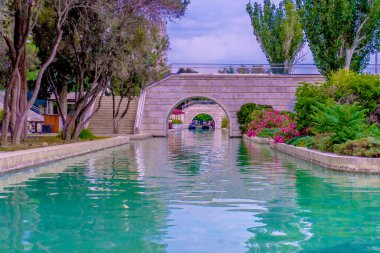 Bakü, Azerbaycan 'da şehir manzarası ele geçirildi.