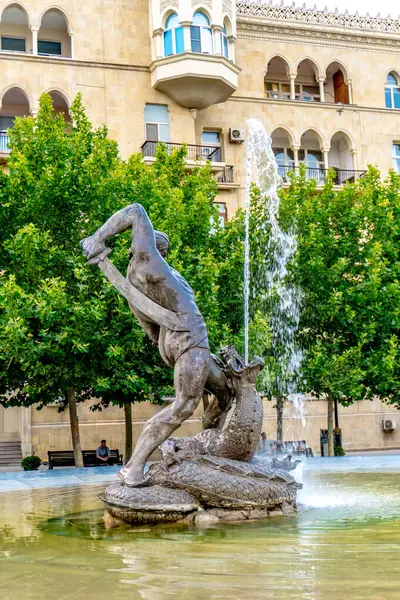 Bakü, Azerbaycan 'da şehir manzarası ele geçirildi.