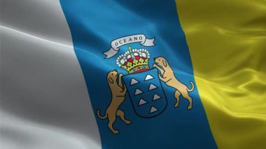 Kanarya Adaları 'nın vatansever kumaş bayrağını sallayarak