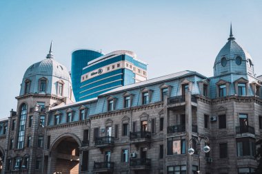 Bakü şehrinin seyahat ve turizm konsepti, Azerbaycan.