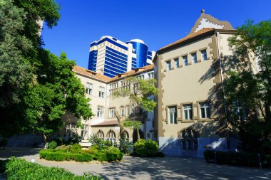 Bakü şehrinin seyahat ve turizm konsepti, Azerbaycan.