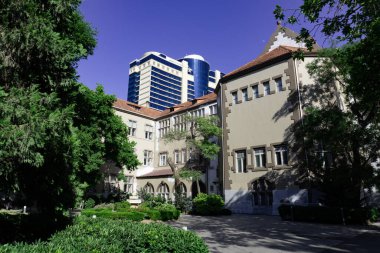 Bakü şehrinin seyahat ve turizm konsepti, Azerbaycan.