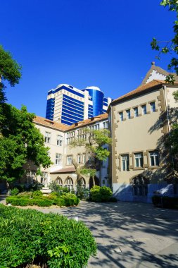 Bakü şehrinin seyahat ve turizm konsepti, Azerbaycan.