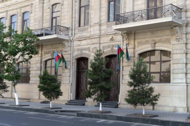 Bakü şehrinin seyahat ve turizm konsepti, Azerbaycan.