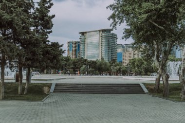 Bakü şehri, seyahat ve tatil konsepti.