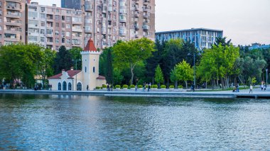 Bakü şehri, seyahat ve tatil konsepti.
