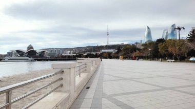 Bakü şehri. Seyahat ve tatil mevsimsel konsepti.