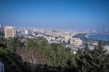 Bakü şehrinin seyahat ve turizm konsepti, Azerbaycan.