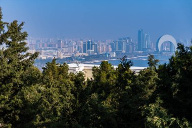 Bakü şehri, Azerbaycan. Seyahat ve turizm kavramı.
