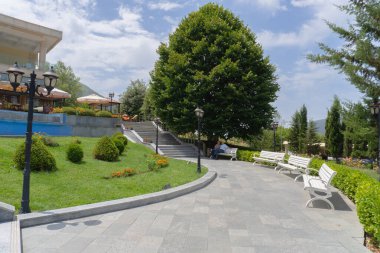 Sheki, Azerbaycan 'ın turizm potansiyeli. Seyahat ve tatil konsepti.