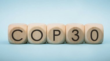 COP30 İklim Değişikliği olay kavramsal illüstrasyonu. Ekoloji, çevre ve ESG.