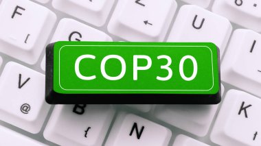 COP30 İklim Değişikliği olay kavramsal illüstrasyonu. Ekoloji, çevre ve ESG.