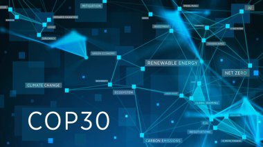 COP30 illüstrasyon. BM İklim Değişikliği Konferansı - Belm, Brezilya, Kasım 2025. Yazı işleri müdürü Bakü, Azerbaycan. 07.08.2025.