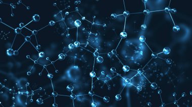 Kimyasal arka plan. Moleküller ve atomlar iş başında.