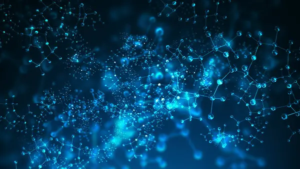 Kimyasal arka plan. Moleküller ve atomlar iş başında.