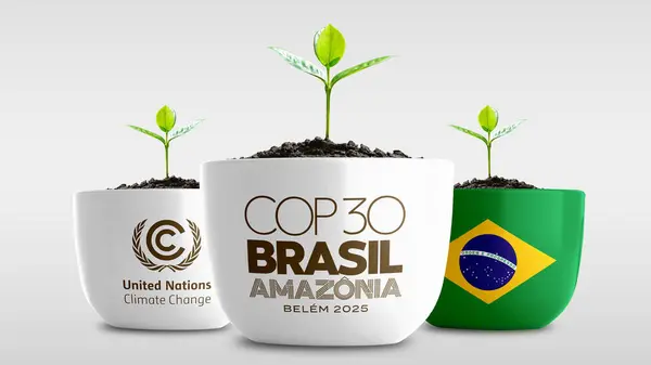 COP30 illüstrasyon. BM İklim Değişikliği Konferansı - Belm, Brezilya, Kasım 2025. Yazı işleri müdürü Bakü, Azerbaycan. 08.08.2025.