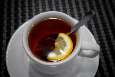 Rahatlatıcı, siyah çay. Yiyecek ve içecek konsepti.