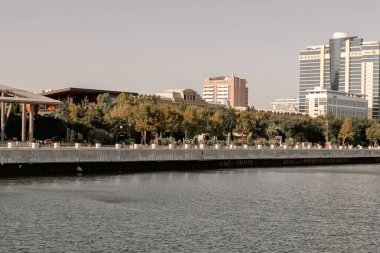 Bakü 'nün inanılmaz manzarası. Seyahat ve tatil konsepti.