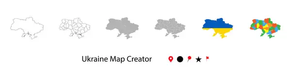 Konum göstergelerine sahip Ukrayna harita koleksiyonu