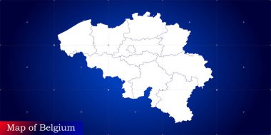 Belçika 'nın dijital haritası. Dinamik şebeke ağı ile resimlenmiş.