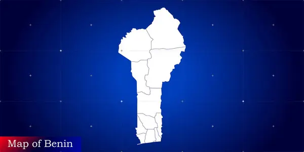 Benin 'in dijital haritası. Dinamik şebeke ağı ile resimlenmiş.