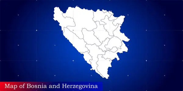 Bosna-Hersek 'in dijital haritası. Dinamik şebeke ağı ile resimlenmiş.