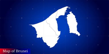 Brunei 'nin dijital haritası. Dinamik şebeke ağı ile resimlenmiş.