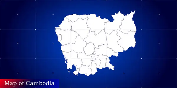 Digital map of Cambodia. Illustrated with dynamic grid network.