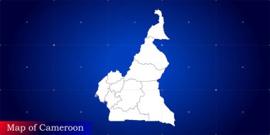 Digital map of Cameroon. Illustrated with dynamic grid network.