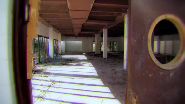 Koncept Hospodářské Krize Války Opuštěný Interiér Budovy — Stock video