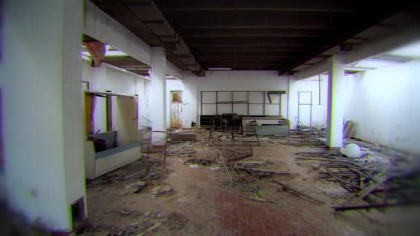 Concept Economic Crisis War Abandoned Building Interior — Stock Video