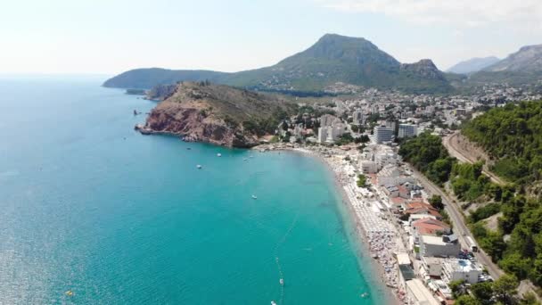Vista Aérea Bar Famosa Ciudad Turística Montenegro — Vídeos de Stock