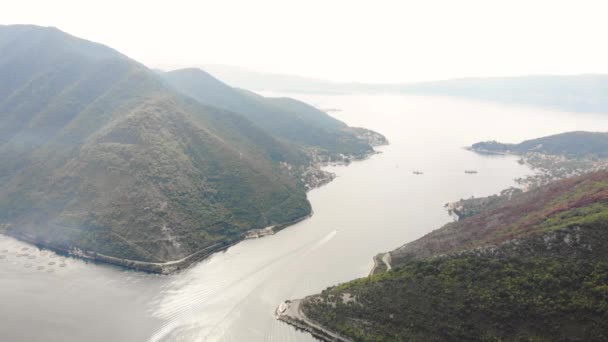 Vistas Panorámicas Desde Montaña Bahía Koto Montenegro Zona Perast Risan — Vídeos de Stock