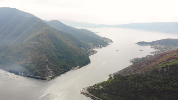 Vistas Panorámicas Desde Montaña Bahía Koto Montenegro Zona Perast Risan — Vídeos de Stock