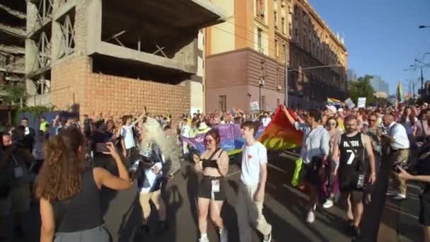 Serbia Belgrad Września 2023 Belgrad Pride Procesja Uczestników Parady Ulicami — Wideo stockowe