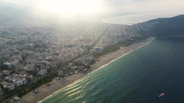 Vista Aérea Costa Mediterránea Ciudad Alanya — Vídeos de Stock