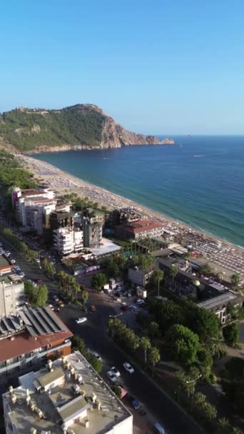 Вид Повітря Середземноморське Узбережжя Місто Аланія — стокове відео