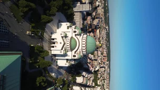 Pohled Chrám Sávy Jeden Největších Pravoslavných Kostelů Světě Bělehrad Srbsko — Stock video
