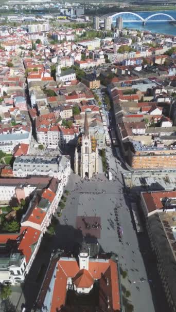 Vista Aérea Ciudad Europea Con Edificios Arquitectónicos Calles Plaza Central — Vídeos de Stock