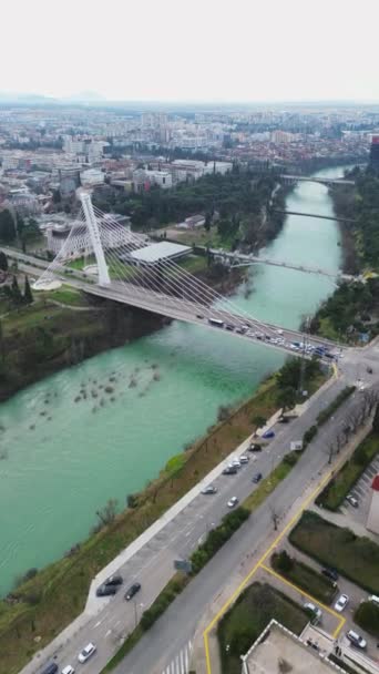 Conceito Férias Viagens Podgorica Montenegro Belo Pôr Sol Sobre Centro — Vídeo de Stock