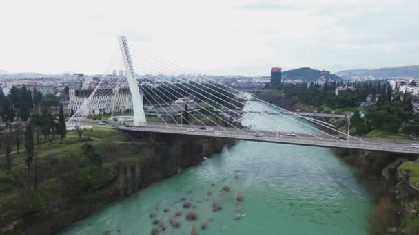 Conceito Férias Viagens Podgorica Montenegro Belo Pôr Sol Sobre Centro — Vídeo de Stock