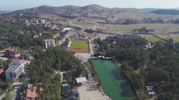 Een Luchtfoto Van Stad Zlatibor Servië — Stockvideo